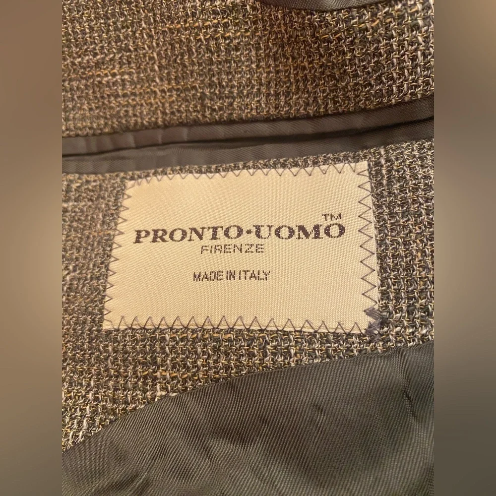 Pronto Uomo Calvino Vitale Men's Dress Jacket Made in Italy Wool‎ Cotton Size 43